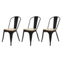 Ver imagem 1 de Kit 3 Cadeiras Tolix Iron Industrial Preta Assento de Madeira
