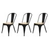 Kit 3 Cadeiras Tolix Iron Industrial Preta Assento de Madeira - 1