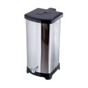 Ver imagem 1 de Lixeira Quadrada Inox Com Pedal Esfera - Tampa Plástica 25L
