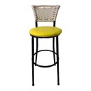 Ver imagem 3 de Kit 8 Banquetas Bistrô Aço Junco Marfim Assento Amarelo