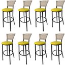 Ver imagem 1 de Kit 8 Banquetas Bistrô Aço Junco Marfim Assento Amarelo