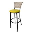 Ver imagem 2 de Kit 8 Banquetas Bistrô Aço Junco Marfim Assento Amarelo