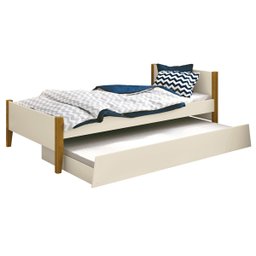 Cama Babá Solteiro com Auxiliar Simba Areia Fosco com Madeira - MoveisAqui - 1