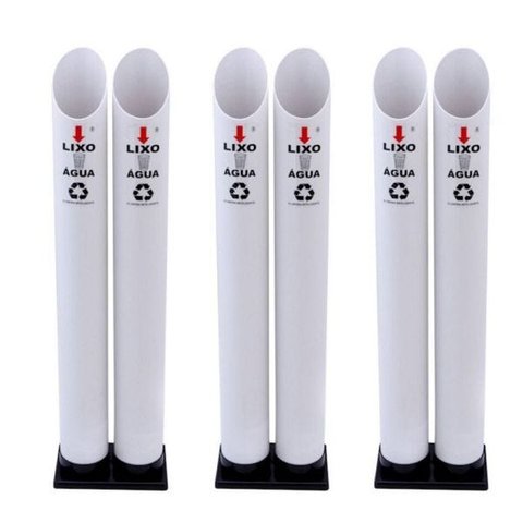 Kit 3 Lixeiras Coletor De Copo Descartaveis Duplo Pvc Água