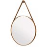 Espelho Redondo Adnet 70cm Moldura e Alça Couro Caramelo + Suporte - 1