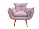 Ver imagem 2 de Kit Poltrona + Puff Decorativo Opala Suede Rosê Pés Madeira Mz Decor