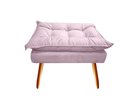 Ver imagem 4 de Kit Poltrona + Puff Decorativo Opala Suede Rosê Pés Madeira Mz Decor