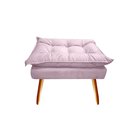 Ver imagem 4 de Kit Poltrona + Puff Decorativo Opala Suede Rosê Pés Madeira Mz Decor