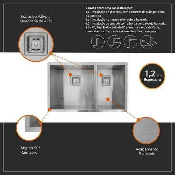 Cuba Pia Dupla Inox quadrada Lux 680x400 - 5