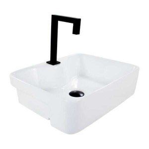 Cuba de Apoio Retangular Semi-Encaixe Branco 48x36x13cm