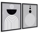 Ver imagem 1 de Kit 2 Quadros Cinzas Linhas Preto Branco 33x24cm - com Vidro:moldura Branca