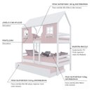 Ver imagem 4 de Treliche Casinha Encantada Madeira Maciça Rosa/ Branco Housin