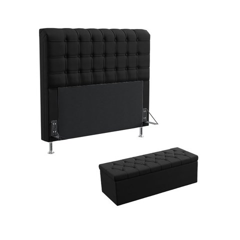 Kit Cabeceira + Calçadeira Alta Qualidade Cama Box 195 King