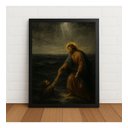 Ver imagem 4 de Quadro Religioso Jesus Salvando Pedro 33x24cm com Vidro