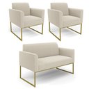 Ver imagem 1 de Namoradeira e 2 Poltronas Industrial Dourado Marisa Bouclê D03 - D’Rossi