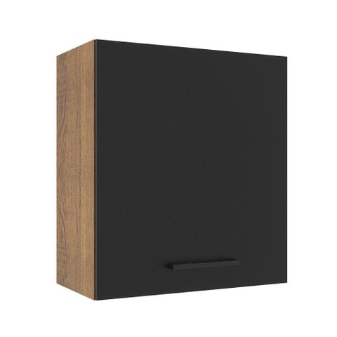 Armário Aéreo Madesa Agata 60cm com 1 Porta Rustic Preto