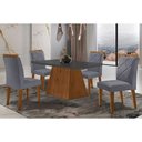 Ver imagem 1 de Sala de Jantar Completa Luna Tampo Madeirado C/ Vidro Curvo 120x80 e 4 Cadeiras Melissa Imbuia -