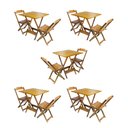 Ver imagem 1 de Kit 5 Conjuntos de Mesa Dobravel com 2 Cadeiras de Madeira 70x70 para Restaurante e Bar - Mel