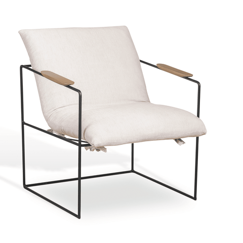 Poltrona Musa Folidoro Estrutura Aço Carbono Cor Preto Almofada Linho Algodão