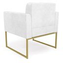 Ver imagem 7 de Kit 1 Sofá Namoradeira e 1 Poltrona Elisa Corano Branco Base Metálica Industrial Dourado - D'Rossi