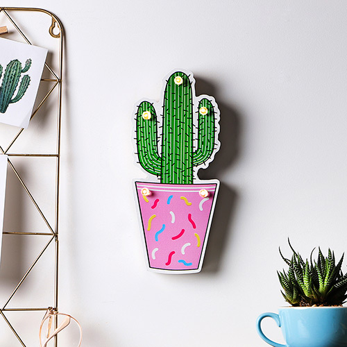 Quadro Decorativo com Led Cactus