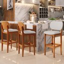 Ver imagem 2 de Banqueta Alta Bar Cozinha Sala Jantar Fixa Betta L02 Imbuia Bouclê Cru - Lyam Decor