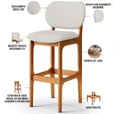 Ver imagem 4 de Banqueta Alta Bar Cozinha Sala Jantar Fixa Betta L02 Imbuia Bouclê Cru - Lyam Decor