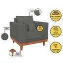 Ver imagem 4 de Kit 1 Poltrona Living + Sofá Reforçado Madeira Tecido Suede Cor:cinza