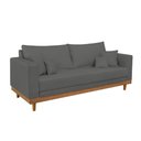 Ver imagem 6 de Kit 1 Poltrona Living + Sofá Reforçado Madeira Tecido Suede Cor:cinza