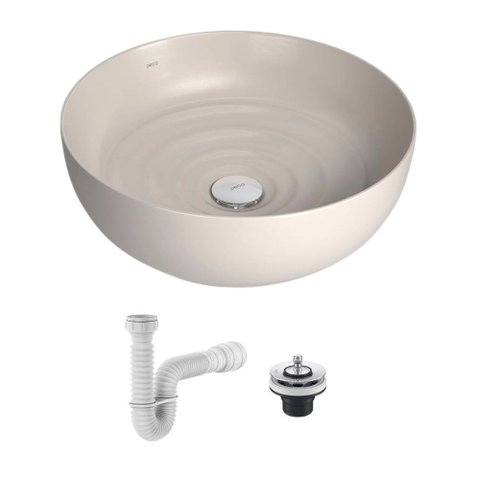 Cuba de Apoio Deca 40x40 Redonda Gota Barbante + Válvula + Sifão