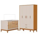 Ver imagem 1 de Jogo de Quarto Infantil Flip Guarda Roupa 4 Portas e Berço Americano Areia Fosco/savana - Reller M