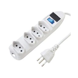 Protetor de Linha 4 Tomadas Branco Cabo 1,5m Bivolt Exatron - 1
