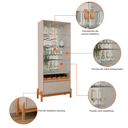 Ver imagem 3 de Cristaleira 2 Portas de Vidro com Puxador em Couro Sala de Jantar Off White / Cedro