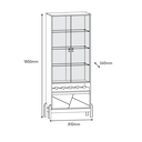 Ver imagem 4 de Cristaleira 2 Portas de Vidro com Puxador em Couro Sala de Jantar Off White / Cedro