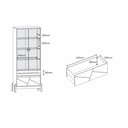 Ver imagem 6 de Cristaleira 2 Portas de Vidro com Puxador em Couro Sala de Jantar Off White / Cedro