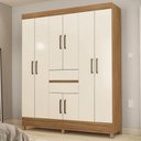 Ver imagem 1 de Guarda Roupa Casal 8 Portas e 2 Gavetas Paranaguá - Amêndola Touch/off White