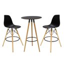 Ver imagem 1 de Kit 2 Banquetas Altas Eiffel com Mesa Bistrô Preta para Cozinha, Área Gourmet e Espaços