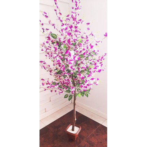 Planta Artificial Árvore Chuva Lilás 1,60 Metros de Altura