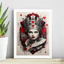 Ver imagem 1 de Quadro Decorativo Rainha de Copas 33x24cm:madeira Branca