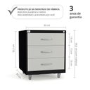 Ver imagem 2 de Gaveteiro de Aço 3 Gavetas com Rodízios com Chave Preto para Escritório Cinza