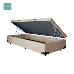 Cama Box Baú Solteiro Sintético Bege 38x88x188 - 1