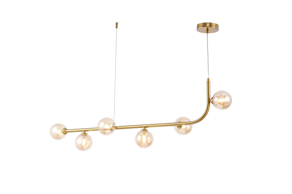 Pendente Dourado com Globos Âmbar 115cm 6g9 14601-pl