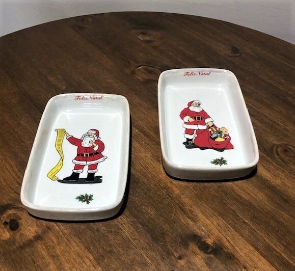 Kit Com 2 Petisqueiras De Porcelana Para Natal - 1