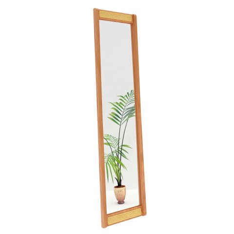 Espelho Ricco 210 X 48 Cm Madeira com Palhinha Amêndoa