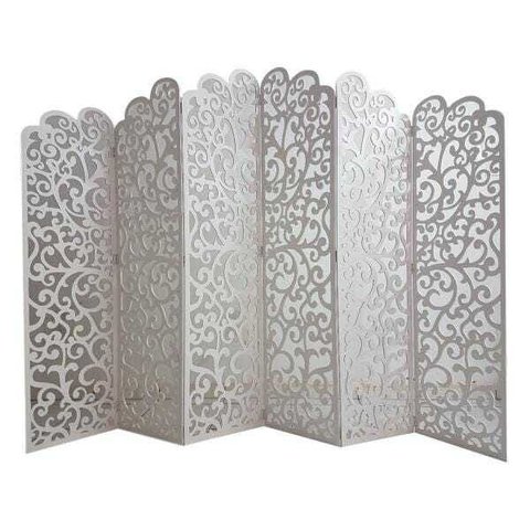 Biombo 6 Folhas 258X180cm Mdf Modelo 21 Branco Vazado