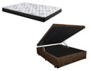 Ver imagem 1 de Cama Baú Casal Marrom Suede + Colchão Espuma D23 138x188x18