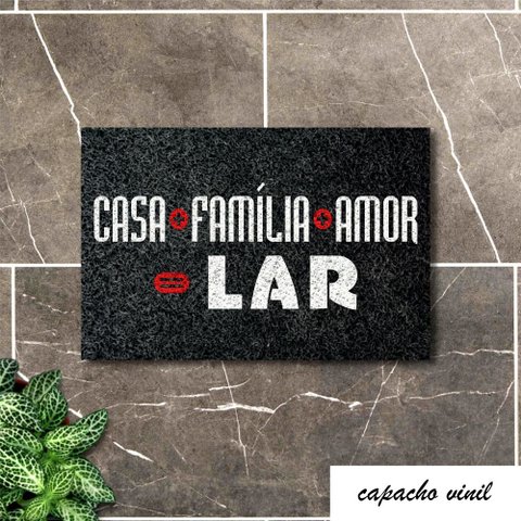 Tapete Capacho CASA FAMÍLIA AMOR LAR 60x40cm Decorativo