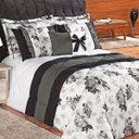 Ver imagem 1 de Edredom Casal Queen Preto e Branco Floral 7 Peças
