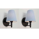 Ver imagem 2 de Kit-2 Arandela Cone Md-2004 Base Preto Cúpula em Tecido 14-14x07cm Azul Bebê - Bivolt