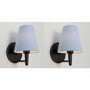 Ver imagem 5 de Kit-2 Arandela Cone Md-2004 Base Preto Cúpula em Tecido 14-14x07cm Azul Bebê - Bivolt